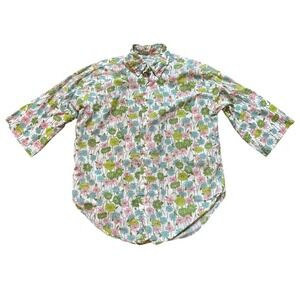 Gant Shirtmakers Floral Button Down Women Pink Green Oxford Voile Yale SIZE S